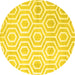 Round Machine Washable Abstract Yellow Contemporary Rug, wshcon2647yw