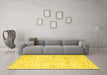 Machine Washable Abstract Yellow Contemporary Rug in a Living Room, wshcon2647yw