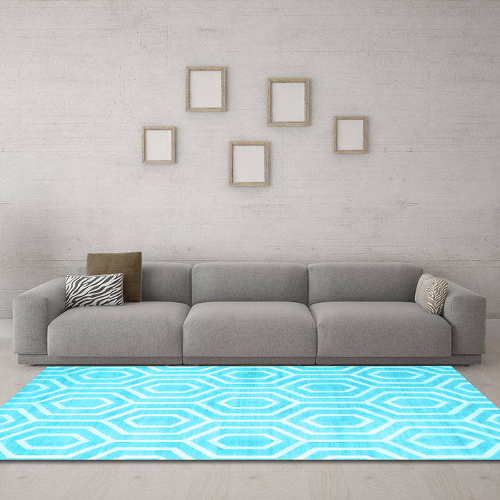 Machine Washable Abstract Light Blue Contemporary Rug in a Living Room, wshcon2647lblu