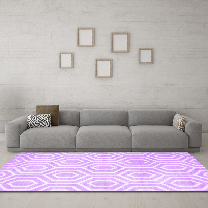 Machine Washable Abstract Purple Contemporary Area Rugs in a Living Room, wshcon2647pur
