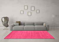 Machine Washable Abstract Pink Contemporary Rug, wshcon2649pnk