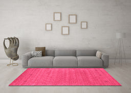 Machine Washable Abstract Pink Contemporary Rug in a Living Room, wshcon2649pnk