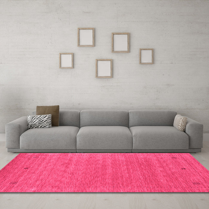 Machine Washable Abstract Pink Contemporary Rug in a Living Room, wshcon2649pnk