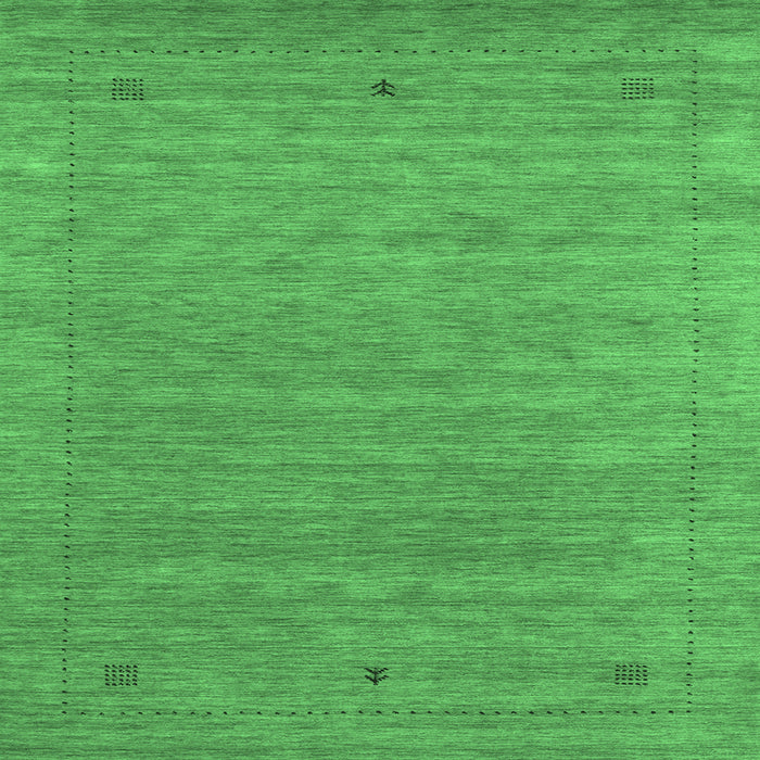 Square Machine Washable Abstract Emerald Green Contemporary Area Rugs, wshcon2649emgrn
