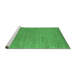 Sideview of Machine Washable Abstract Emerald Green Contemporary Area Rugs, wshcon2649emgrn