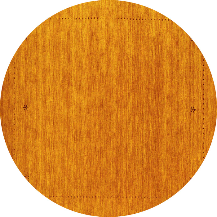 Round Abstract Yellow Contemporary Rug, con2649yw