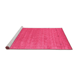 Sideview of Machine Washable Abstract Pink Contemporary Rug, wshcon2649pnk