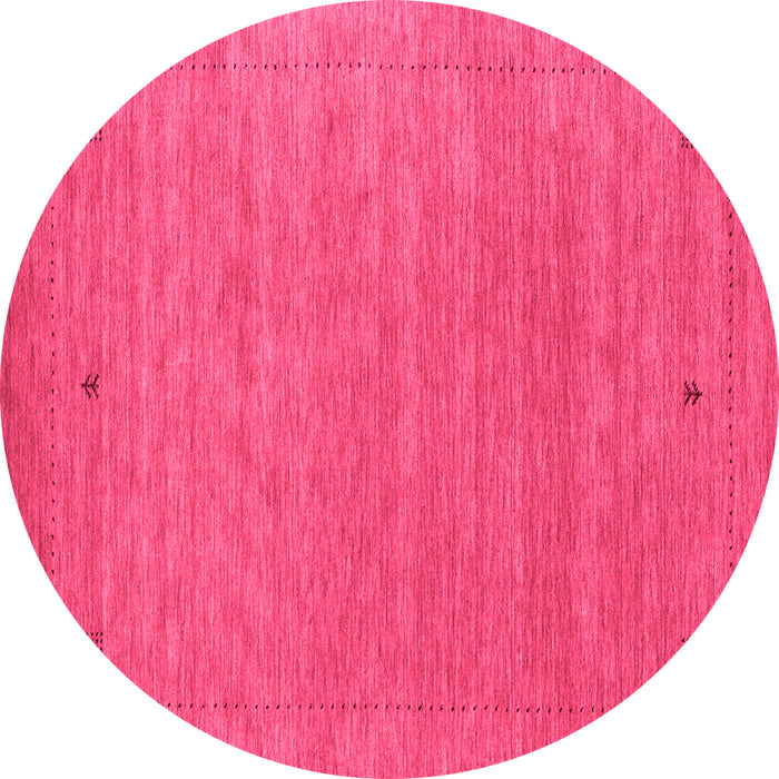 Round Machine Washable Abstract Pink Contemporary Rug, wshcon2649pnk