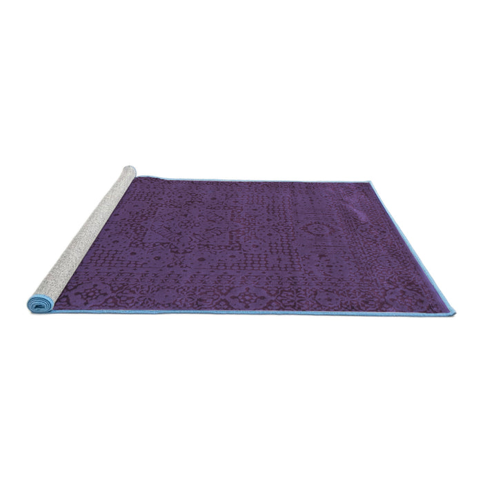Sideview of Machine Washable Abstract Blue Contemporary Rug, wshcon264blu