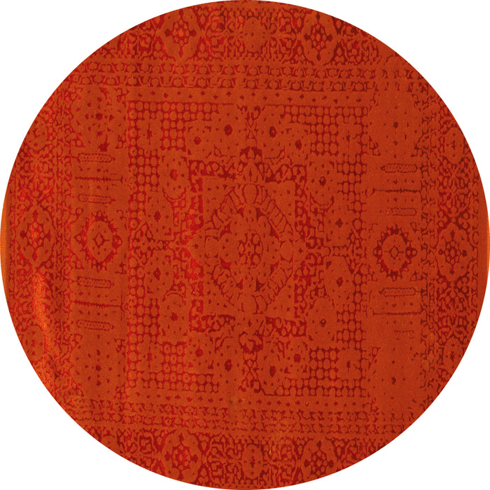 Round Machine Washable Abstract Yellow Contemporary Rug, wshcon264yw