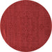 Round Abstract Brown Contemporary Rug, con264brn