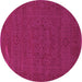 Round Abstract Purple Contemporary Rug, con264pur