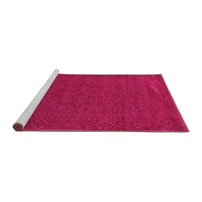 Sideview of Machine Washable Abstract Pink Contemporary Rug, wshcon264pnk