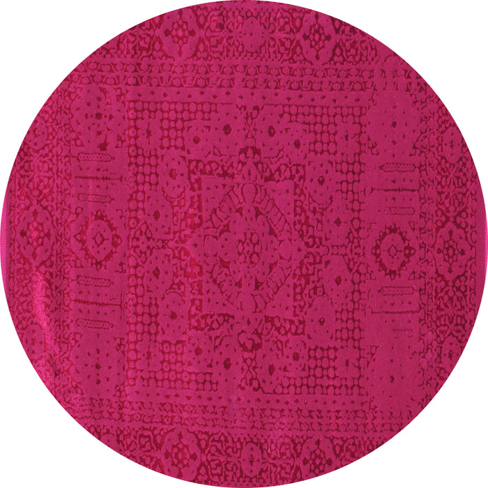 Round Abstract Pink Contemporary Rug, con264pnk
