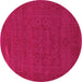 Round Abstract Pink Contemporary Rug, con264pnk