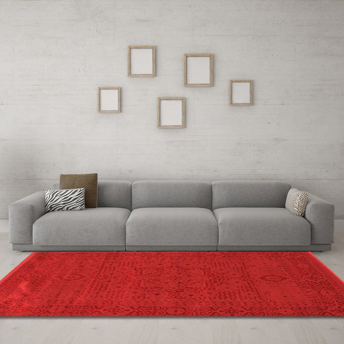 Machine Washable Abstract Orange Contemporary Area Rugs in a Living Room, wshcon264org