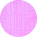 Round Machine Washable Solid Purple Modern Area Rugs, wshcon2650pur