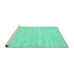 Sideview of Machine Washable Solid Turquoise Modern Area Rugs, wshcon2650turq