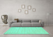 Machine Washable Solid Turquoise Modern Area Rugs in a Living Room,, wshcon2650turq