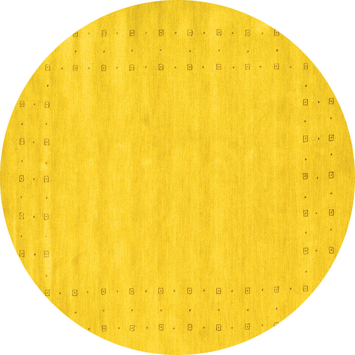 Round Solid Yellow Modern Rug, con2650yw