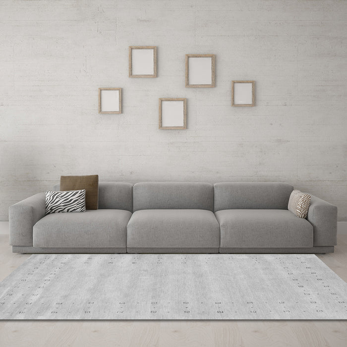 Machine Washable Solid Gray Modern Rug in a Living Room,, wshcon2650gry