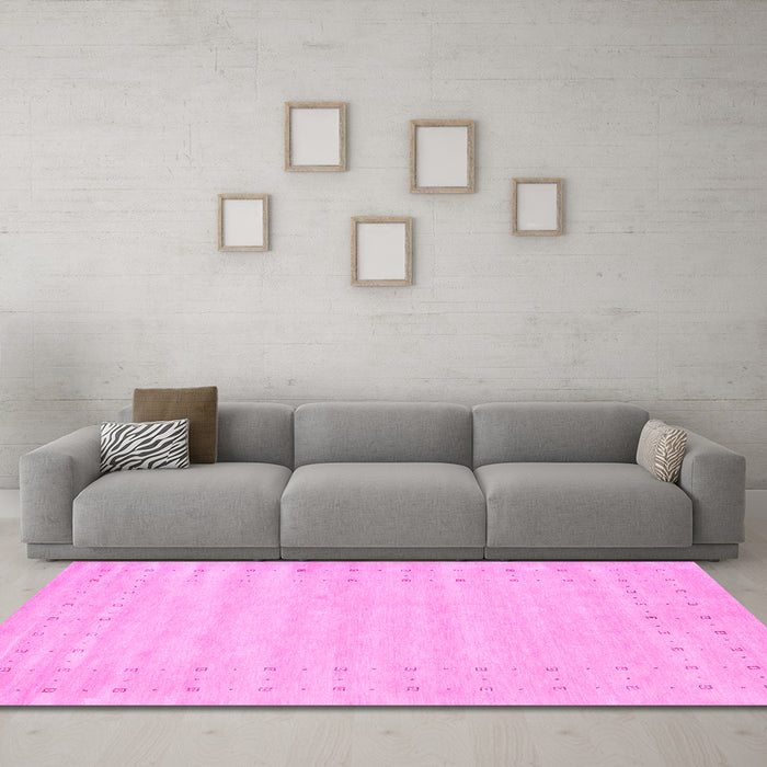 Machine Washable Solid Pink Modern Rug in a Living Room, wshcon2650pnk