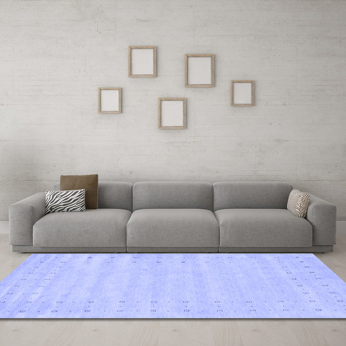 Machine Washable Solid Blue Modern Rug in a Living Room, wshcon2650blu