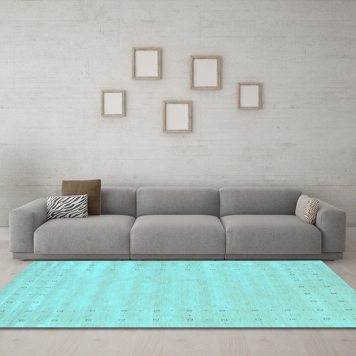 Machine Washable Solid Light Blue Modern Rug in a Living Room, wshcon2650lblu