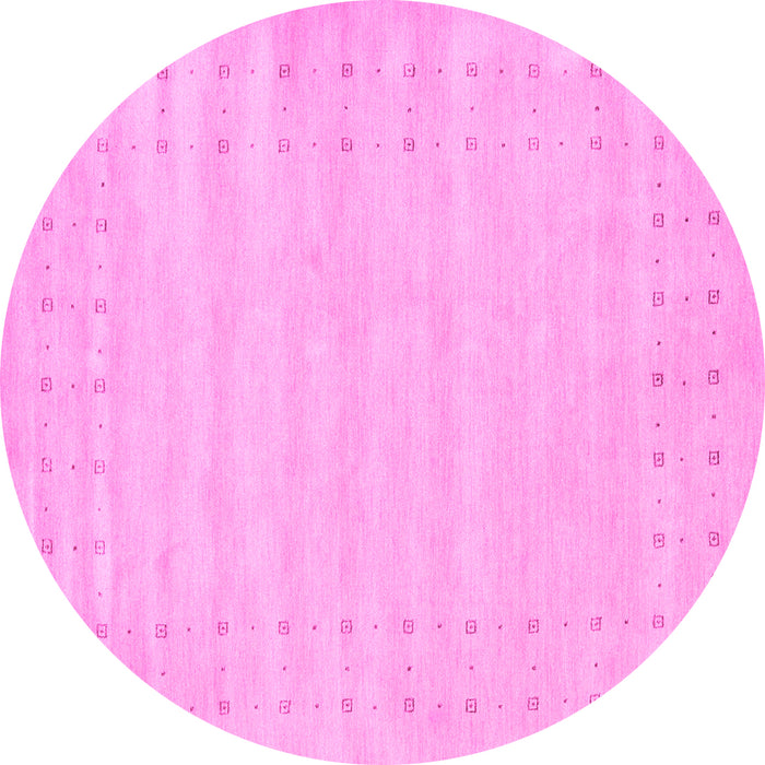 Round Machine Washable Solid Pink Modern Rug, wshcon2650pnk