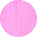 Round Machine Washable Solid Pink Modern Rug, wshcon2650pnk