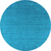 Round Machine Washable Abstract Light Blue Contemporary Rug, wshcon2651lblu