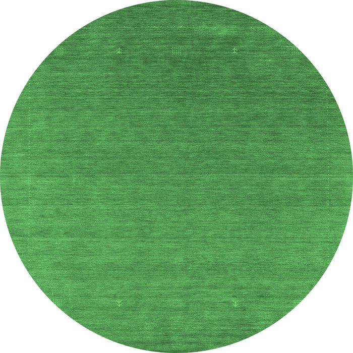 Round Machine Washable Abstract Emerald Green Contemporary Area Rugs, wshcon2651emgrn