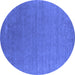 Round Abstract Blue Contemporary Rug, con2651blu