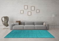 Machine Washable Abstract Turquoise Contemporary Rug, wshcon2651turq