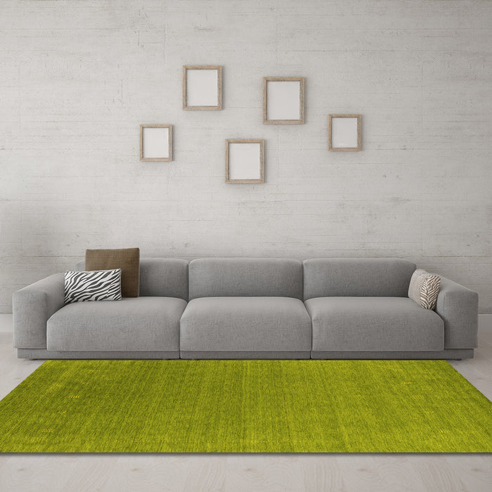 Machine Washable Abstract Yellow Contemporary Rug in a Living Room, wshcon2651yw