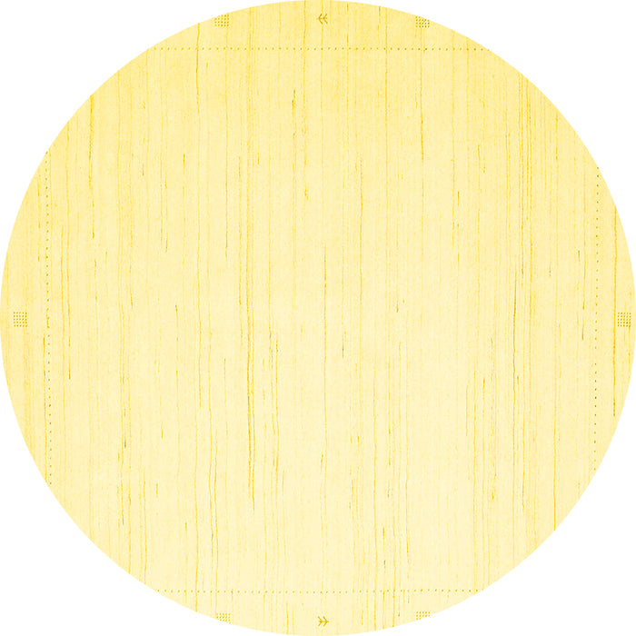 Round Machine Washable Solid Yellow Modern Rug, wshcon2652yw
