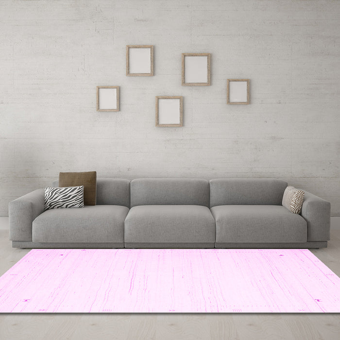 Machine Washable Solid Pink Modern Rug in a Living Room, wshcon2652pnk
