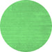 Round Machine Washable Abstract Emerald Green Contemporary Area Rugs, wshcon2653emgrn