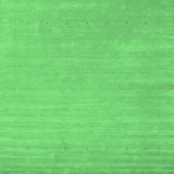 Square Machine Washable Abstract Emerald Green Contemporary Area Rugs, wshcon2653emgrn