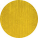 Round Abstract Yellow Contemporary Rug, con2653yw