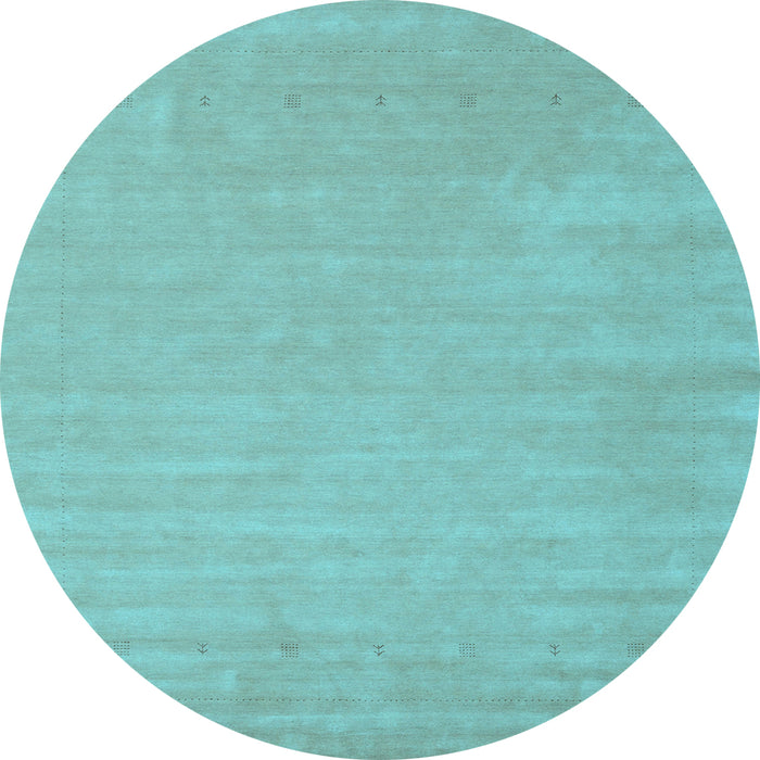 Round Abstract Light Blue Contemporary Rug, con2653lblu
