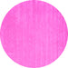 Round Machine Washable Abstract Pink Contemporary Rug, wshcon2653pnk