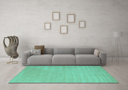 Machine Washable Abstract Turquoise Contemporary Area Rugs in a Living Room,, wshcon2653turq