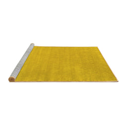 Sideview of Machine Washable Abstract Yellow Contemporary Rug, wshcon2653yw