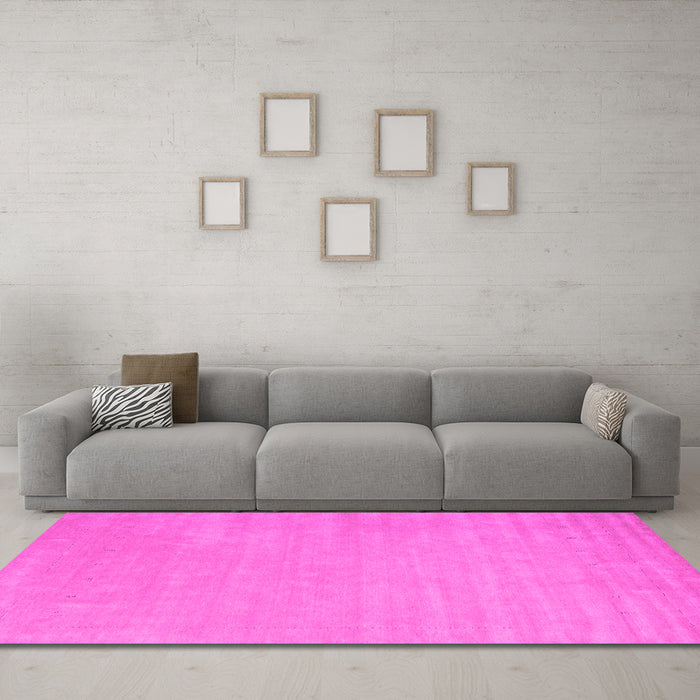 Machine Washable Abstract Pink Contemporary Rug in a Living Room, wshcon2653pnk