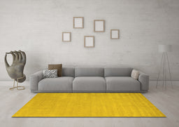Machine Washable Abstract Yellow Contemporary Rug in a Living Room, wshcon2653yw