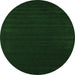 Round Machine Washable Abstract Emerald Green Contemporary Area Rugs, wshcon2654emgrn