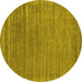 Round Machine Washable Abstract Yellow Contemporary Rug, wshcon2655yw