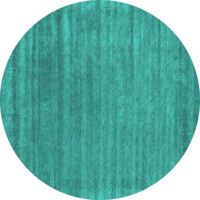 Round Abstract Turquoise Contemporary Rug, con2655turq