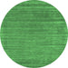 Round Abstract Emerald Green Contemporary Rug, con2655emgrn